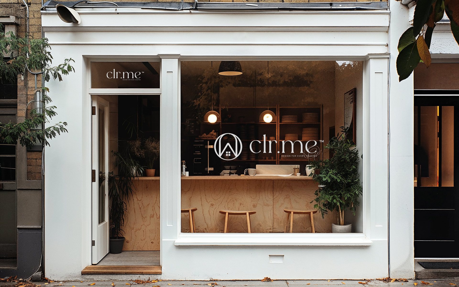 clr.me storefront with the new logo in the window